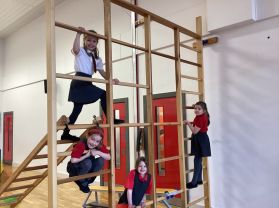 Mrs Thompson’s Year 3 class enjoying the PE equipment
